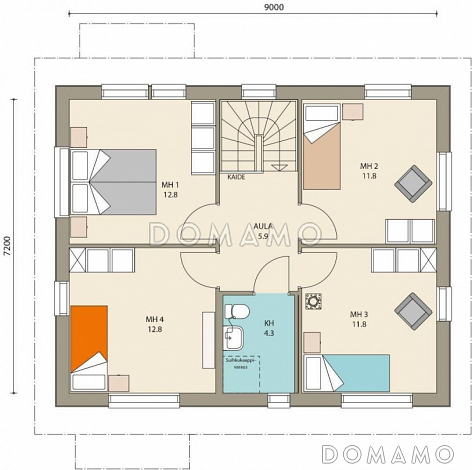 Проект двухэтажного каркасного дома 9х7 / План 2 этажа