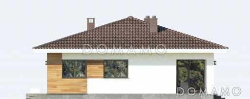 Проект одноэтажного дома по технологии ЛСТК с тремя спальнями и крытой террасой / Фасад 2