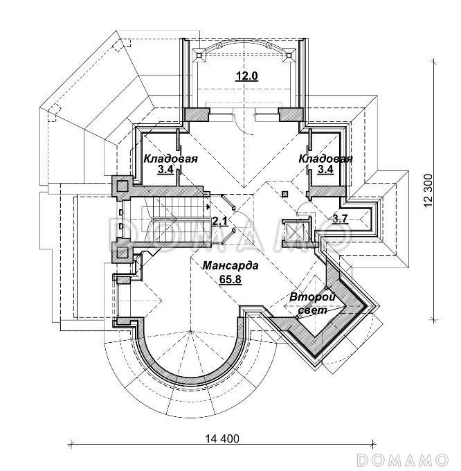 Проект компактного коттеджа в стиле модерн / План мансардного этажа