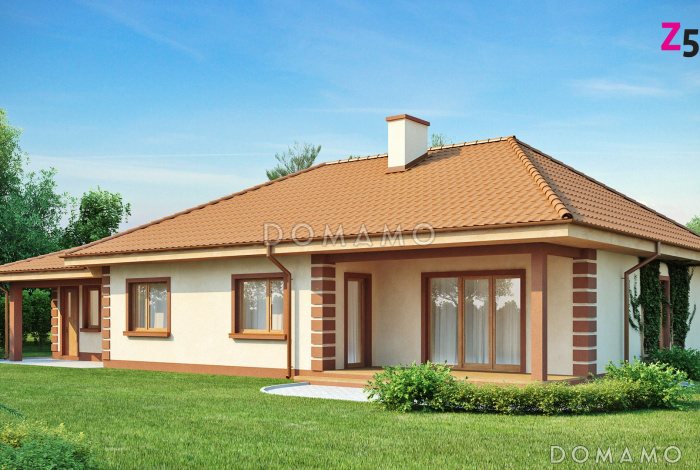 Проект просторного одноэтажного дома из газобетона с гаражом тремя спальнями