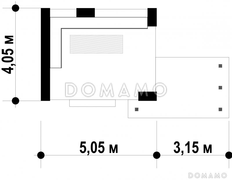 Проект беседки с закрытой и открытой зоной / План 1 этажа