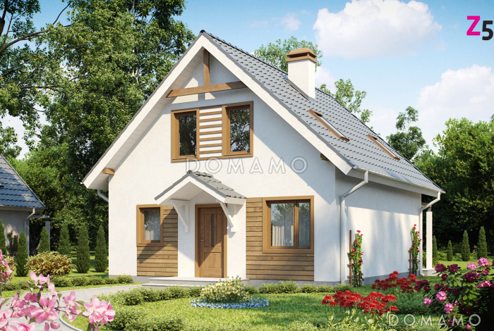 Проект классического мансардного дома из газобетона с кабинетом, с эркером и балконом