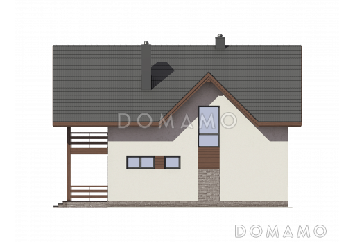 Проект загородного дома из пеноблоков с тремя спальными комнатами на мансардном этаже / Фасад 2