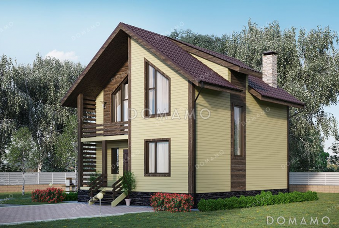 Проект одноэтажного дома с мансардой и балконом