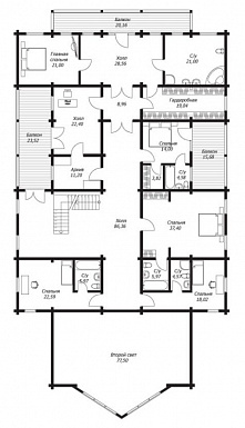 Проект дома из клееного бруса с террасой площадью более 470 м2 / План 2 этажа