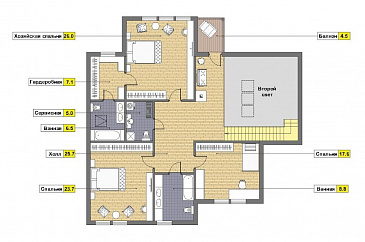 Проект дома из газобетонных блоков с отделкой из двух материалов / План мансардного этажа