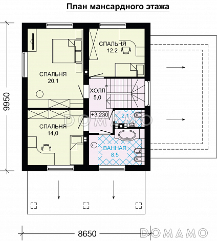 Проект дома из газобетона до 200 кв.м / План мансардного этажа