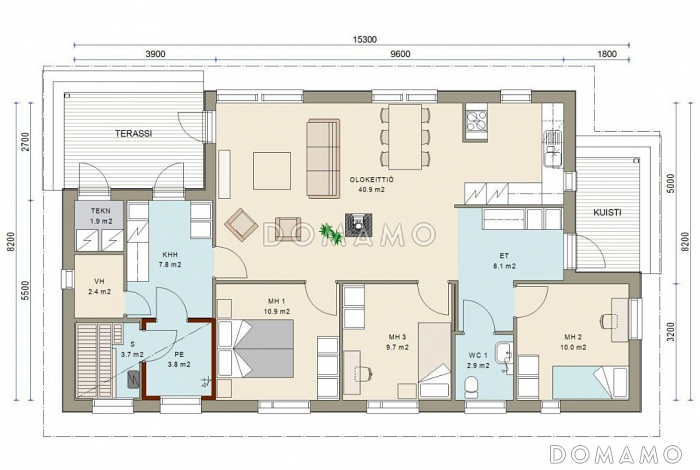 Проект компактного каркасного дома / План 1 этажа