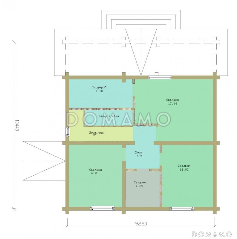 Проект дома из бруса с мансардным этажом / План мансардного этажа