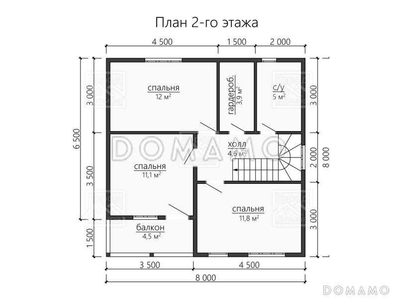 Каркасный дом "Ладога" / План 2 этажа