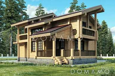 Проект дома с тремя спальными комнатами с двумя балконами и санузлом на втором этаже