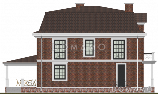 Проект двухэтажного дома с бильярдной и мансардой / Фасад 1