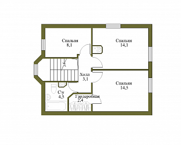 Проект экономичного каркасного дома. / План мансардного этажа