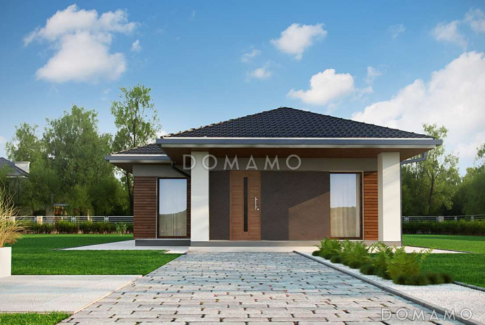 Проект простого комфортного одноэтажного дома из газобетона с тремя спальнями