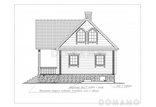 Проект бани с мансардой и подвалом / Фасад 1