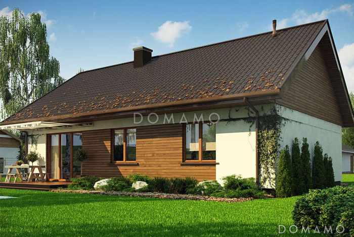 Проект уютного одноэтажного дома из газобетона с разделением дневной зоны и зоны отдыха