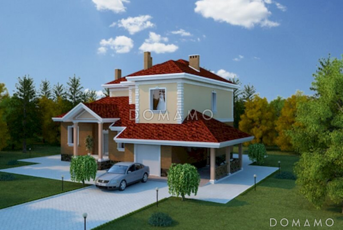 Проект дома с встроенным и пристроенным гаражом