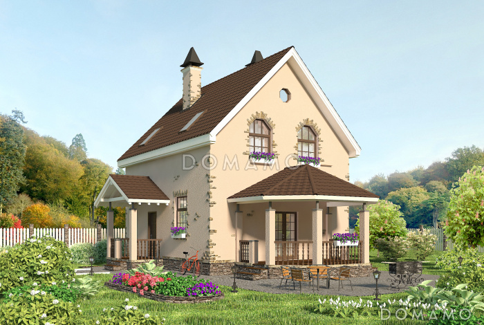 Проект экономичного коттеджа с террасой.