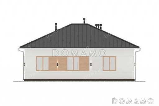 Проект простого одноэтажного дома с тремя спальнями и гостиной-столовой / Фасад 1