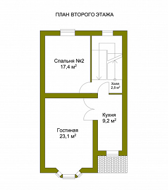Проект необычного таунхауса с эркером и кукушками на крыше / План 2 этажа