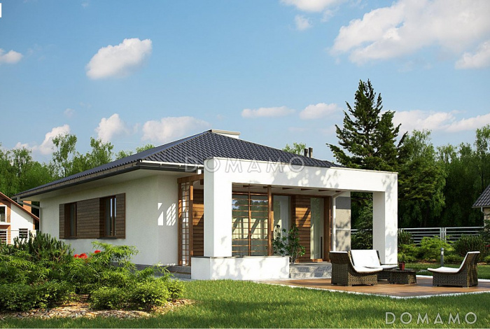 Проект компактного одноэтажного дома из газобетона для небольшой семьи