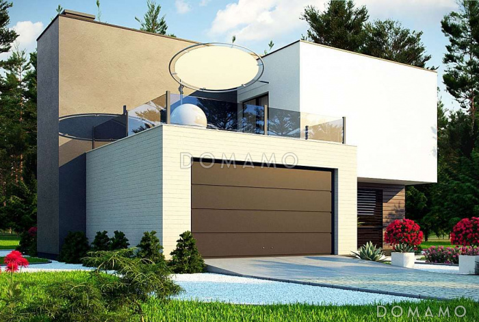 Проект красивого двухэтажного коттеджа из газобетона с террасами на втором уровне