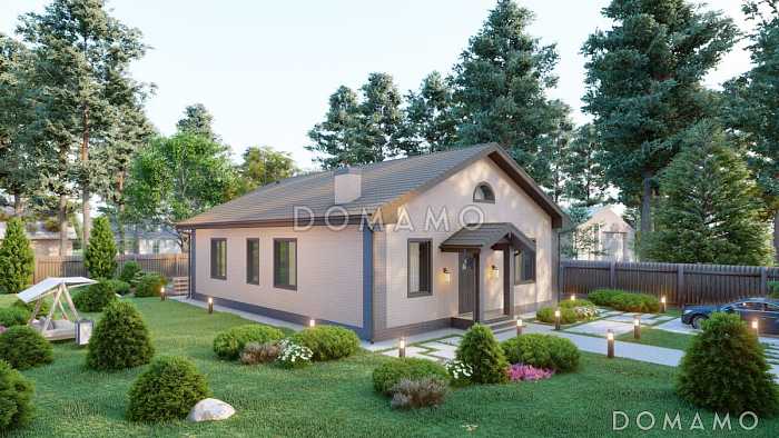 Проект компактного одноэтажного дома из газобетона с 3 спальнями, котельной и постирочной