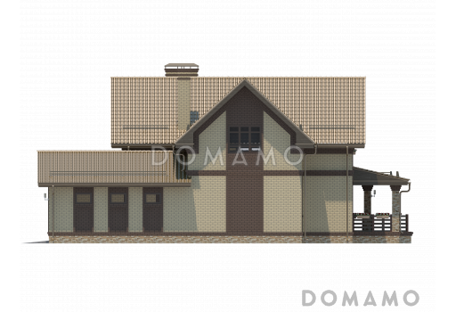 Проект красивого двухэтажного дома по технологии ЛСТК c большим гаражом и террасой / Фасад 1