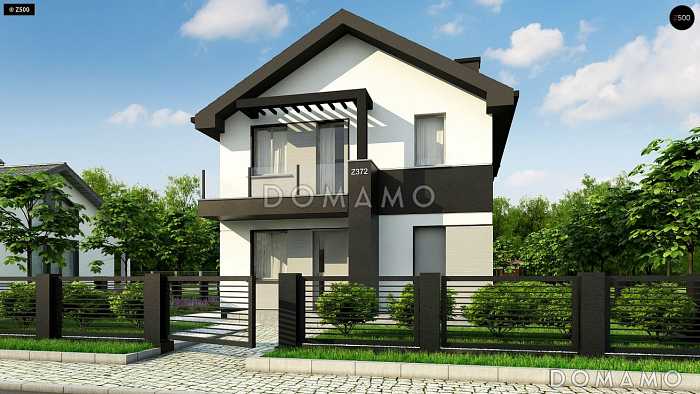 Проект двухэтажного дома с террасой, балконами, ванной с окном