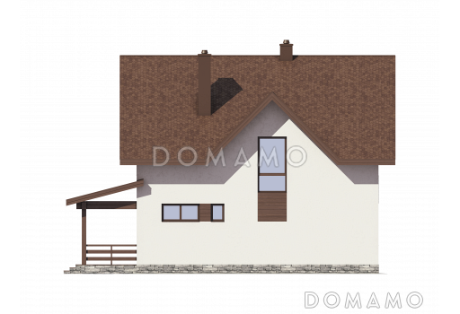 Проект загородного дома с крытой террасой и просторными спальными комнатами / Фасад 2