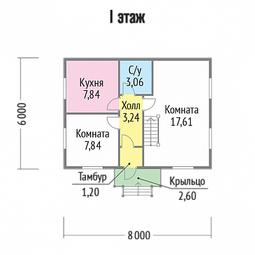 Проект миниатюрного каркасного дома / План 1 этажа