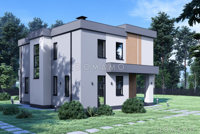 Проект дома в стиле Хай-тек с эксплуатируемой кровлей S-182