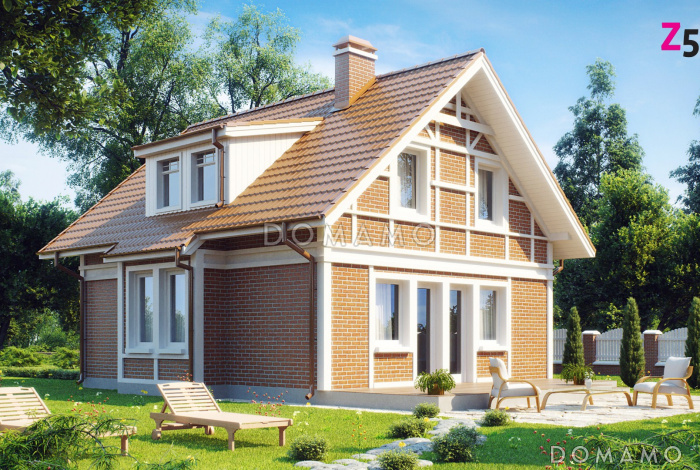 Проект одноэтажного мансардного дома из газобетона с тремя спальнями и кабинетом