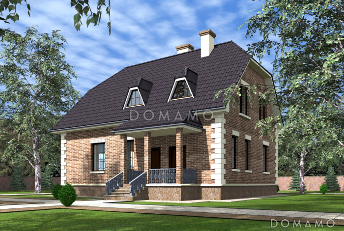 Проект увеличенного коттеджа в европейском стиле.