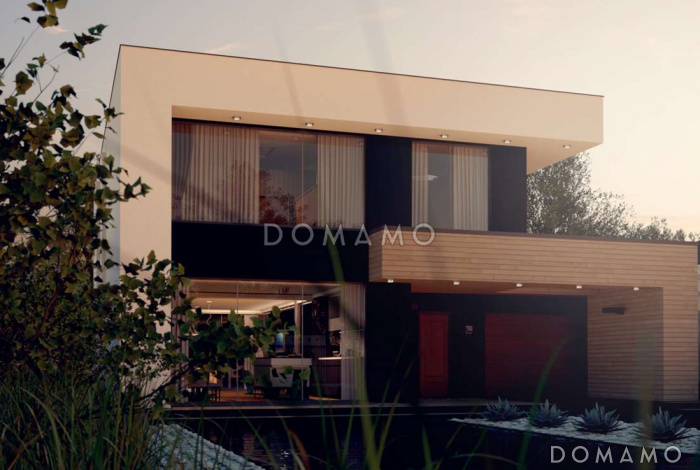 Проект современного двухэтажного дома из газобетона с тремя спальнями, спортзалом, сауной и гаражом для двух автомобилей