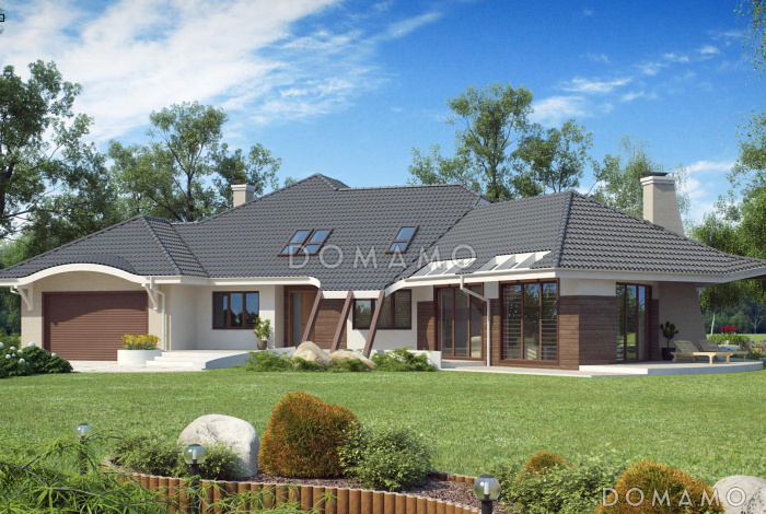 Проект красивого просторного мансардного коттеджа из газобетона с террасой на втором уровне