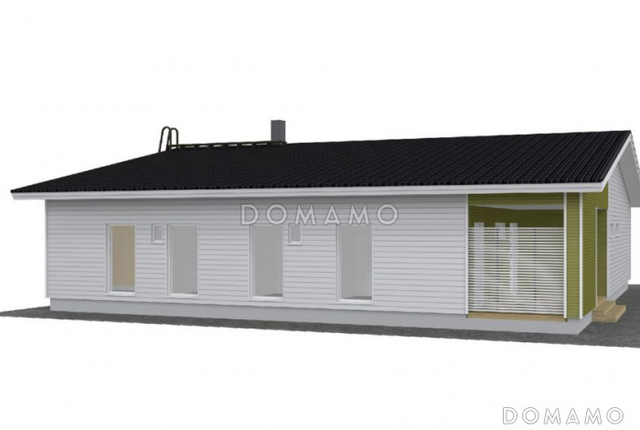 Проект одноэтажного дома с небольшой гардеробной, санузлом в хозяйской спальне