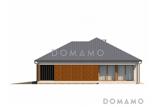 Проект одноэтажного дома из газобетона со встроенным гаражом на два автомобиля / Фасад 4