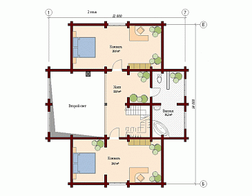 Проект дома с большой гостиной / План мансардного этажа