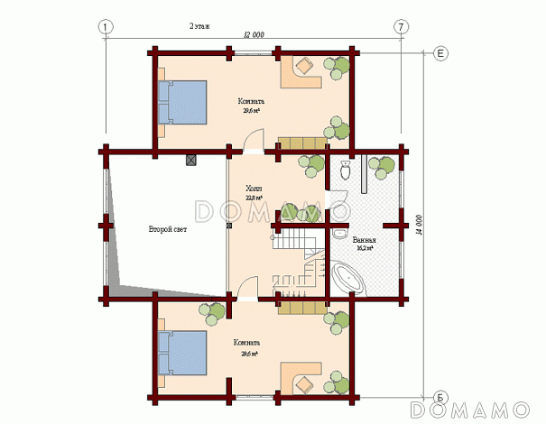 Проект дома с большой гостиной / План мансардного этажа