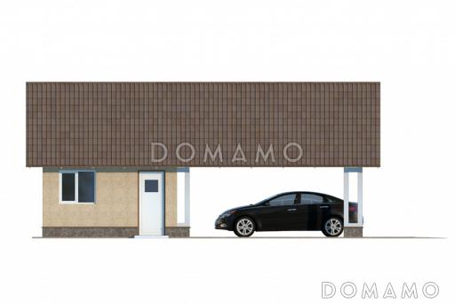 Проект навеса и хозблока с подъёмными воротами / Фасад 2