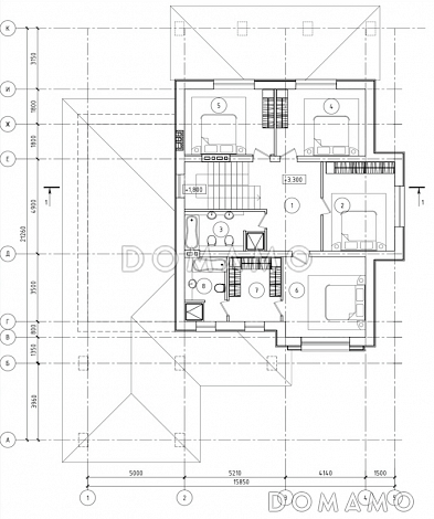 Проект просторного дома с гаражом, крытой террасой и пятью спальнями / План мансардного этажа