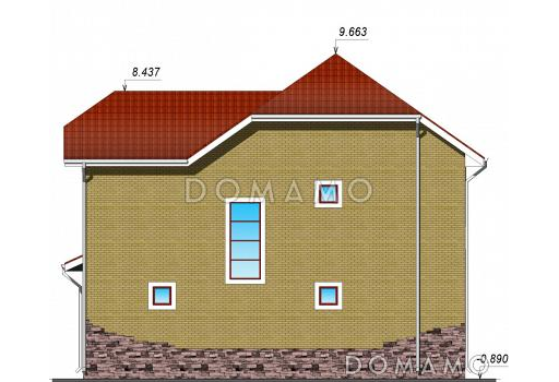 Проект двухэтажного коттеджа / Фасад 2