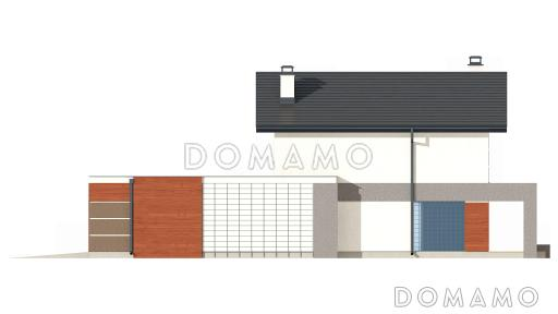 Проект небольшого двухэтажного дома из газобетона с тремя спальнями и балконом, с гаражом / Фасад 2