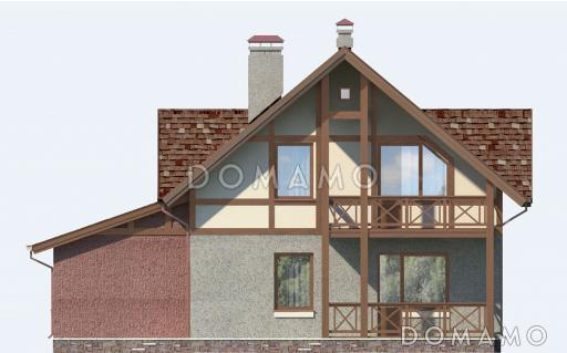 Проект небольшого дома с пятью жилыми комнатами и балконом / Фасад 3