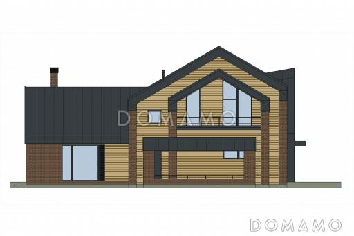 Проект кирпичного дома в стиле барнхаус с мастер-спальней, СПА зоной и автонавесом / Фасад 2