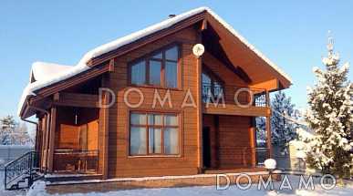 Проект деревянного дома из клееного бруса с гостинной на втором этаже