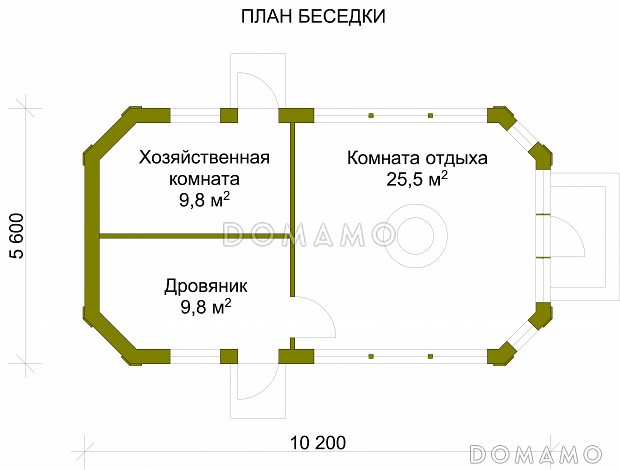 Проект беседки с хозяйственной комнатой / План 1 этажа