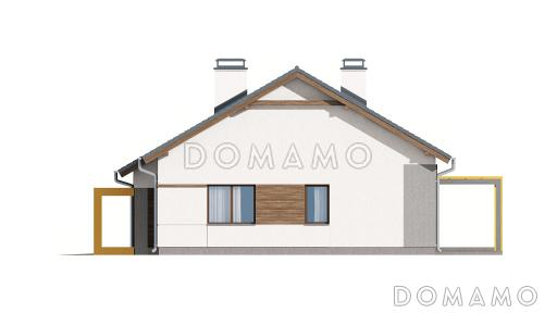 Проект одноэтажного дома из газобетона с большой гостиной, тремя спальнями и гаражом  / Фасад 2