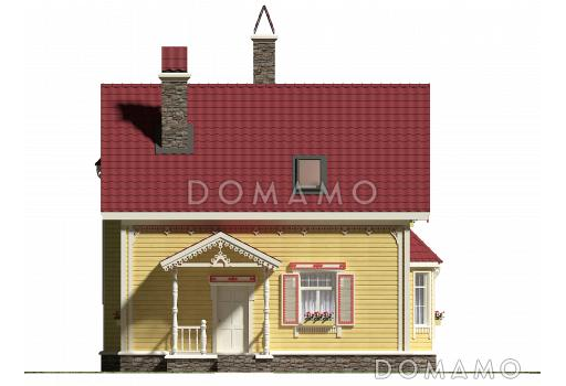 Проект экономичного дома из бруса / Фасад 2